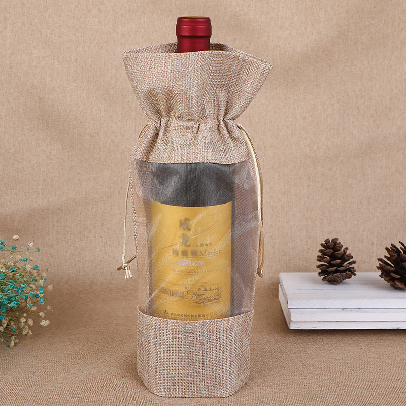 1pcs Imitation Jute Wine Bottl - Jute Bag Packaging ulasan dan harga
