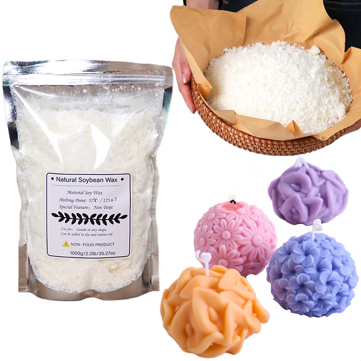 500g/1kg Natural Soy Wax Flake - Soy Wax Pillar Blend ulasan dan harga