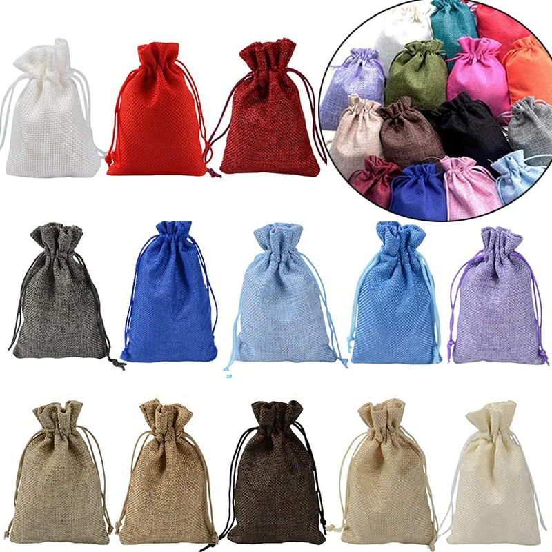 10/5Pcs Jute Drawstring Natura - Jute Bag Packaging ulasan dan harga