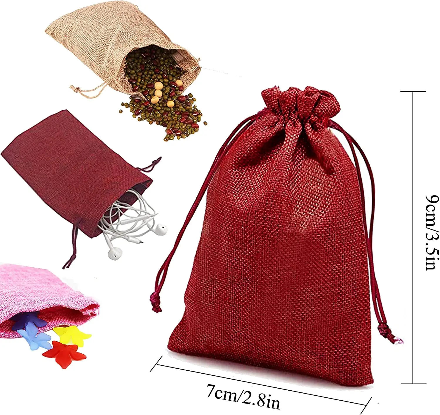 10/5Pcs Jute Drawstring Natura - Jute Bag Packaging ulasan dan harga