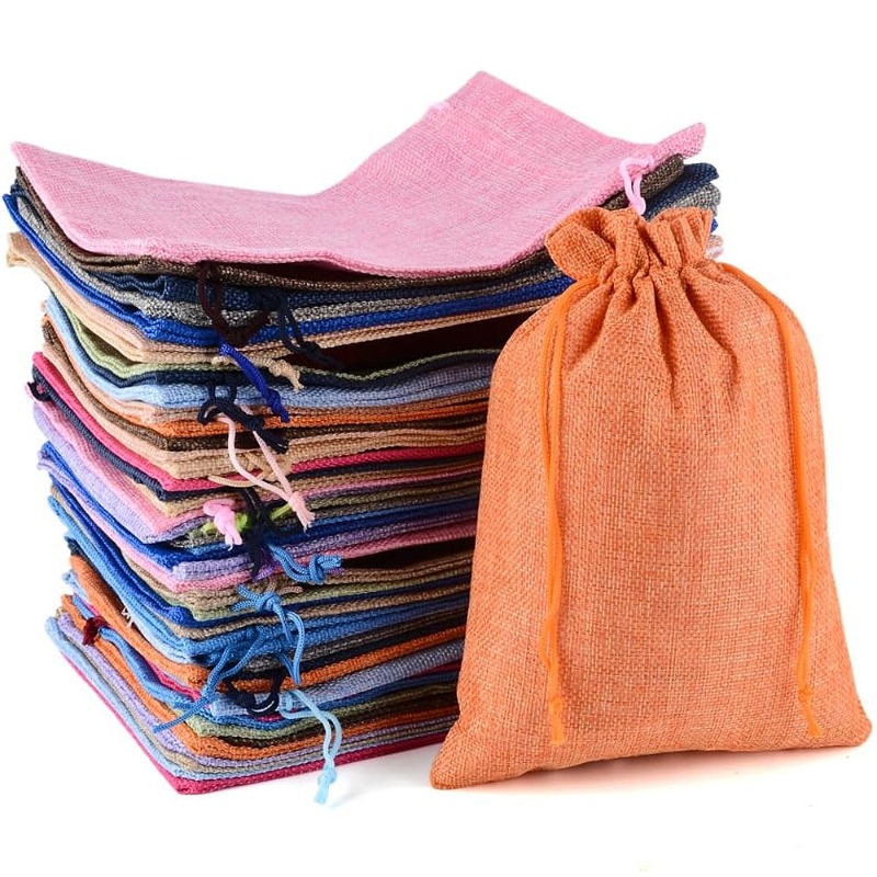 50pcs 13X18CM/10X14CM/9X12CM/7 - Jute Bag Packaging ulasan dan harga