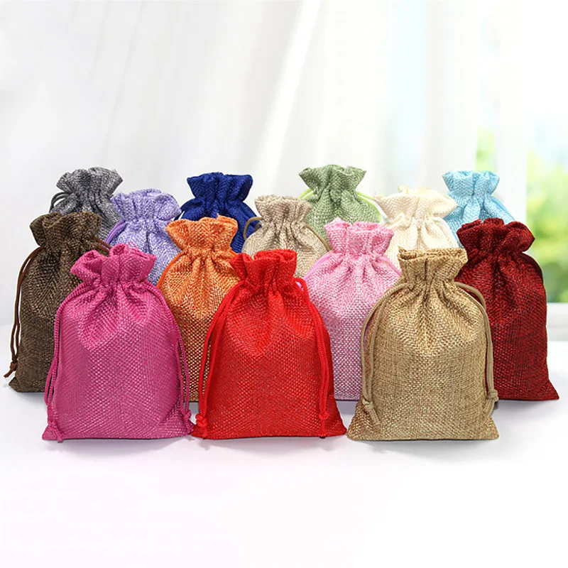 50pcs 13X18CM/10X14CM/9X12CM/7 - Jute Bag Packaging ulasan dan harga