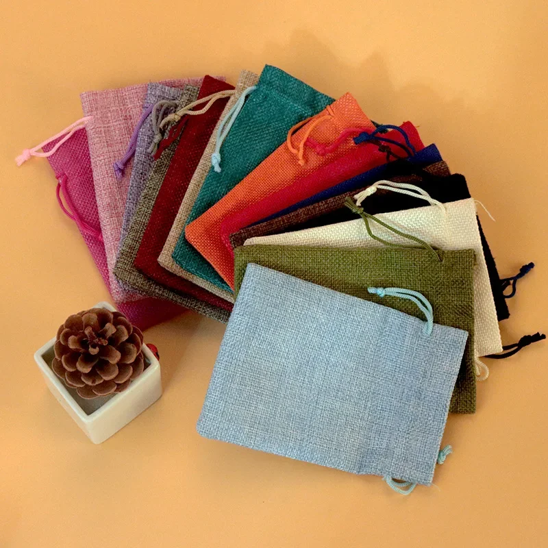 50pcs 13X18CM/10X14CM/9X12CM/7 - Jute Bag Packaging ulasan dan harga