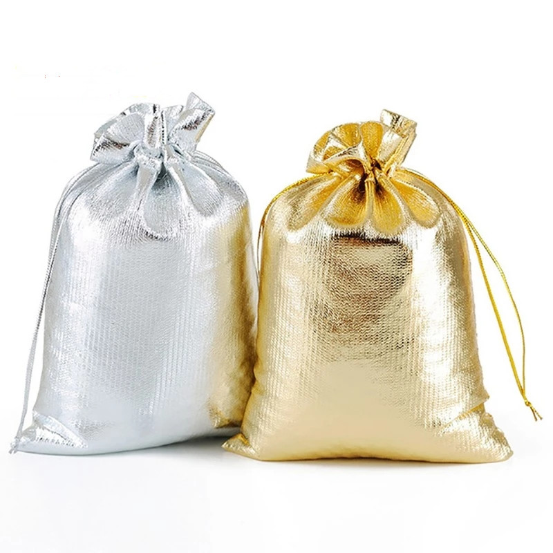 50Pcs/lot 7x9cm 9x12cm Gold Co - Jute Bag Packaging ulasan dan harga