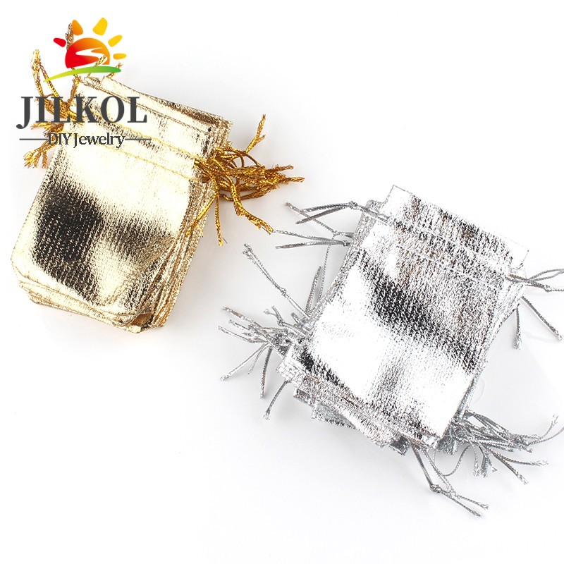 50Pcs/lot 7x9cm 9x12cm Gold Co - Jute Bag Packaging ulasan dan harga