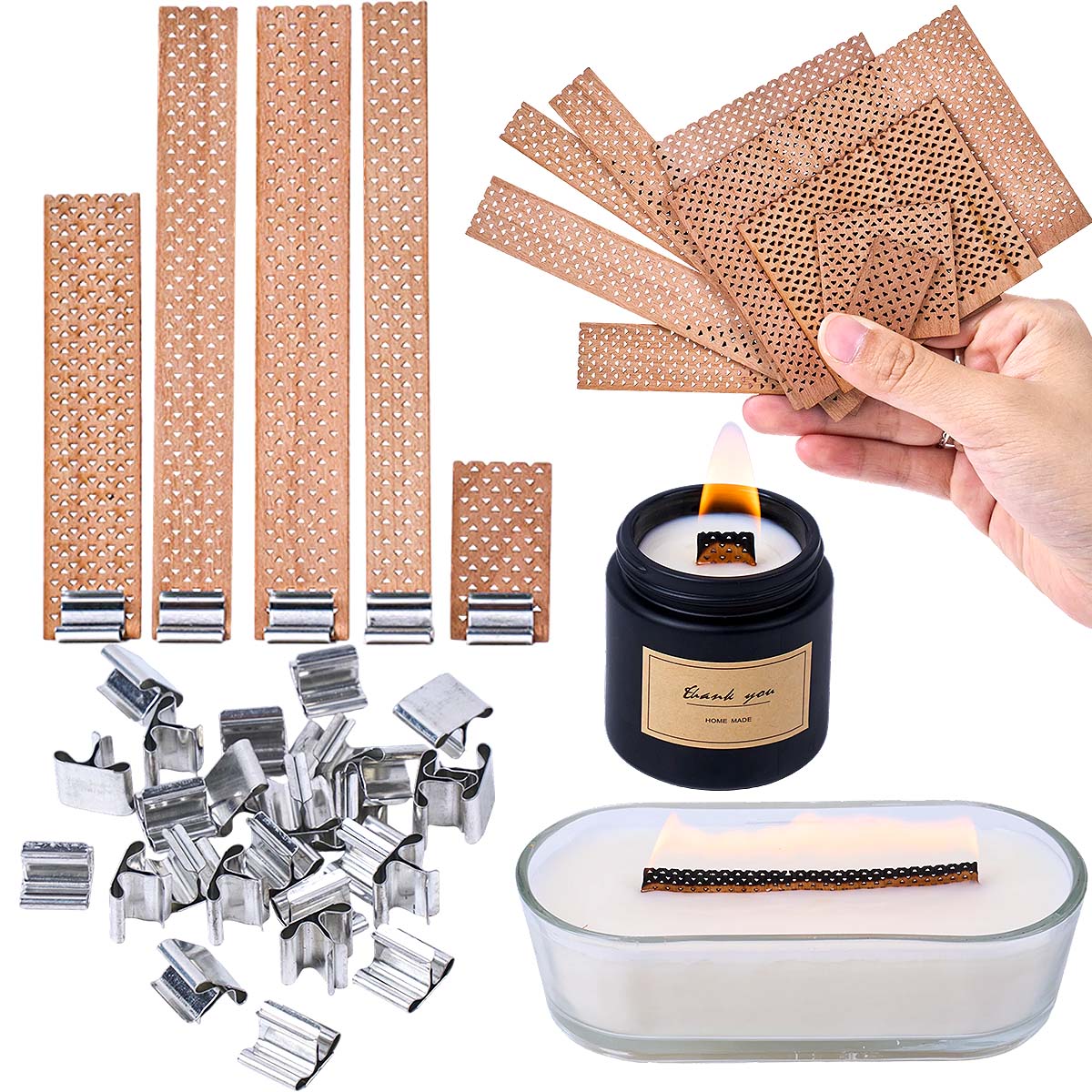 Large Flame Wooden Candle Wick - Soy Wax Pillar Blend ulasan dan harga