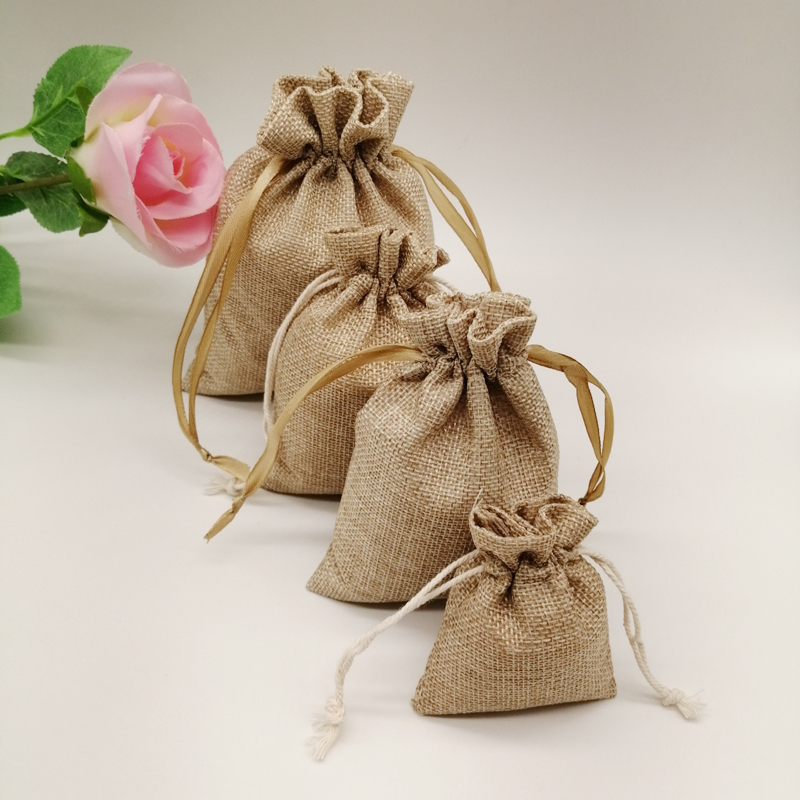10-1000pcs/lot Jute Linen Bags - Jute Bag Packaging ulasan dan harga