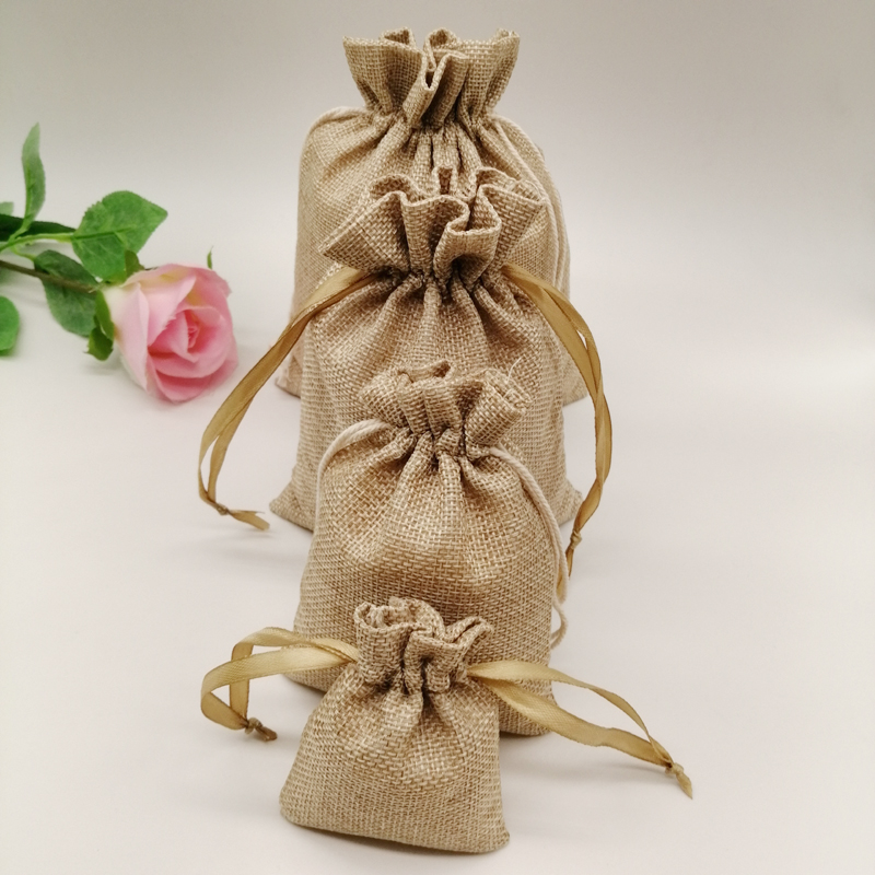 10-1000pcs/lot Jute Linen Bags - Jute Bag Packaging ulasan dan harga