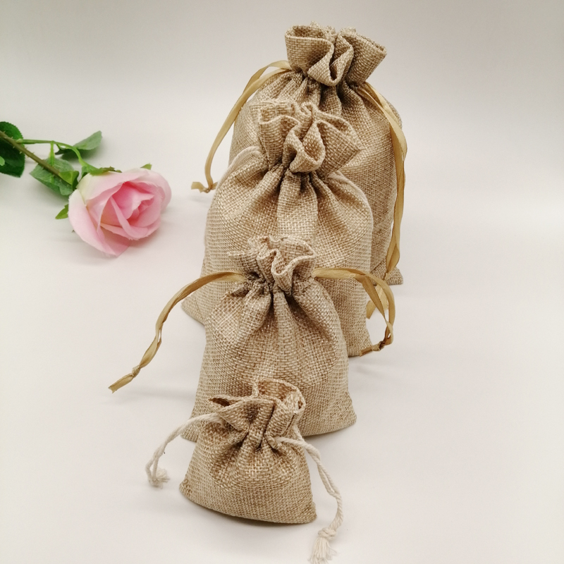 10-1000pcs/lot Jute Linen Bags - Jute Bag Packaging ulasan dan harga