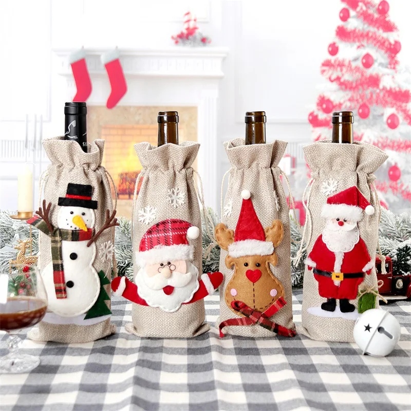Xmas Snowman Santa Claus Wine  - Jute Bag Packaging ulasan dan harga