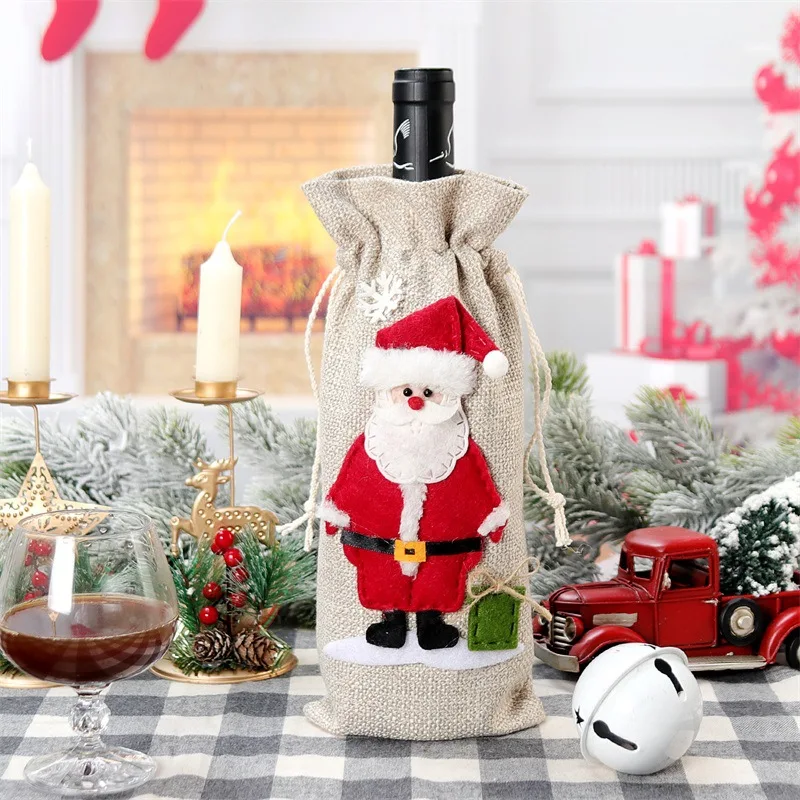 Xmas Snowman Santa Claus Wine  - Jute Bag Packaging ulasan dan harga
