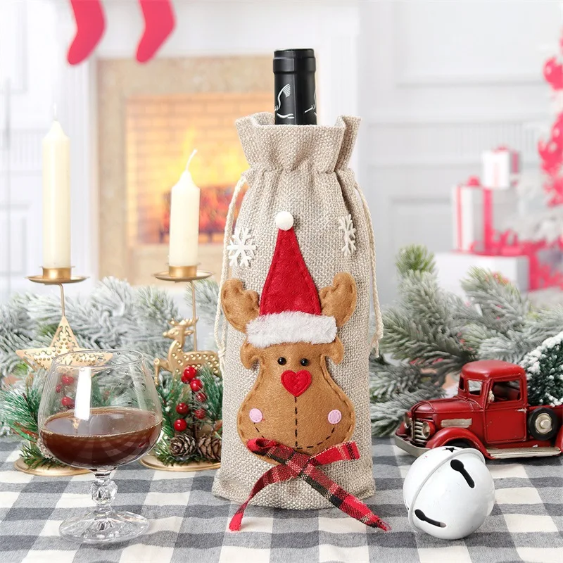 Xmas Snowman Santa Claus Wine  - Jute Bag Packaging ulasan dan harga
