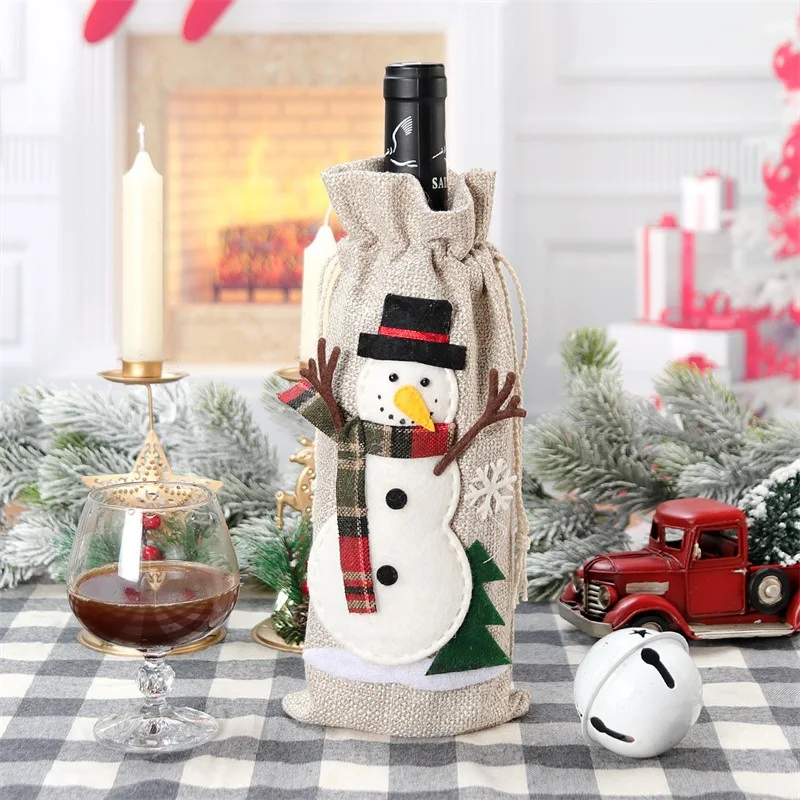Xmas Snowman Santa Claus Wine  - Jute Bag Packaging ulasan dan harga