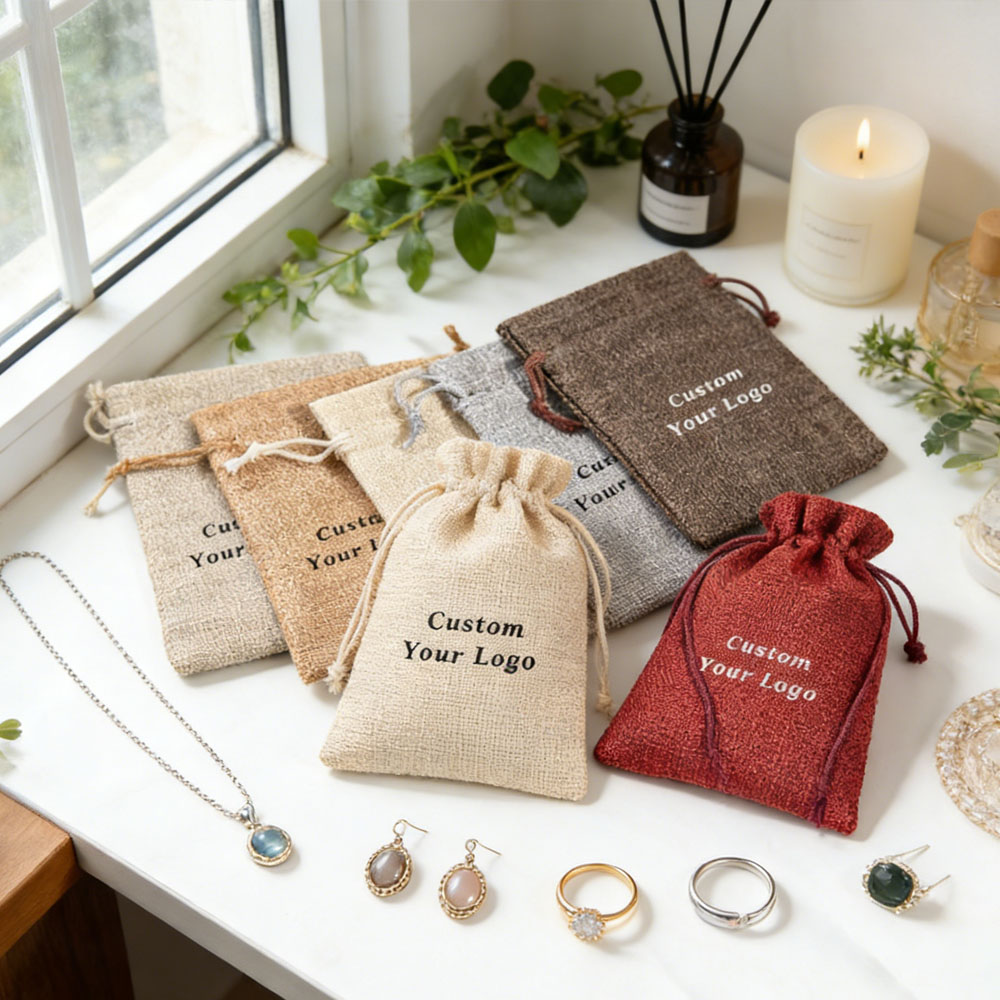 100Pcs Personalized Logo Burla - Jute Bag Packaging ulasan dan harga